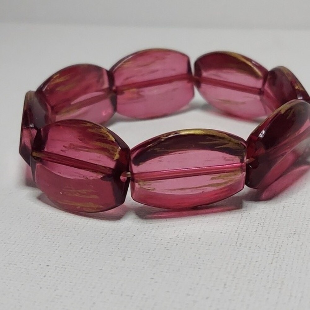 Bracelet stretch Pinkish red About 7 in 1" beads